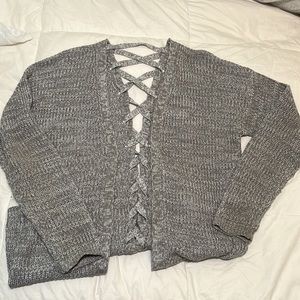 Gray cardigan knitted